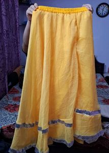Yellow Skirt with Silver Trim
