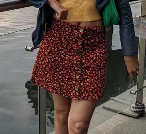 Forever 21 Brown Floral Mini Skirt