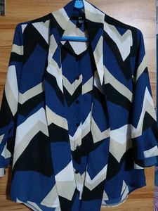 Blue Patterned Blouse