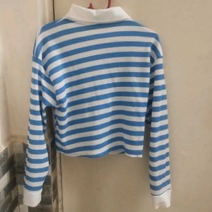 Blue &amp; White Striped Polo Shirt