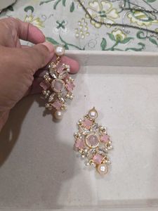 Light Pink Pearl Long Earrings