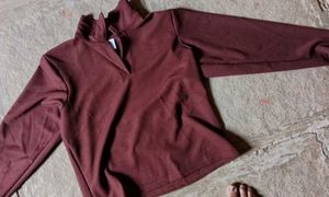 Brown Ribbed Polo Top