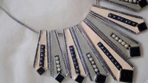 Black Stone Floral Necklace