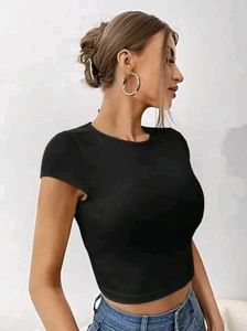Sexy Black Backless Ribbed Top