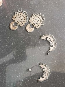 Statement Silver Tone Hoop Earrings