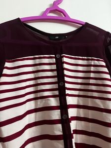 🧡Pretty Maroon Stripped Top
