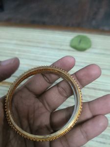 Elegant Gold-Plated Bangles 3 pairs of 2.8 size