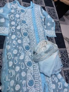 Blue Chickerkari Kurti