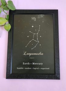 Black Zodiac Photoframe With Name and A Handwritten Note