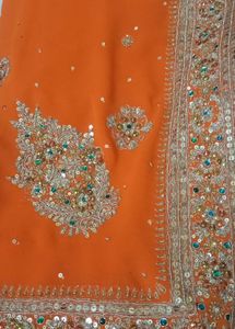 Orange Embellished Saree