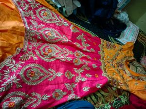 Orange &amp; Pink Embroidered Lehenga Choli