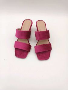 Magenta Velvet Block Heels 2 Inches.
