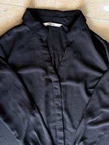 black georgette v neck shirt