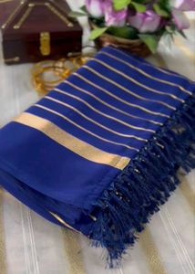 Royal Blue Chiffon Saree With Designer Blouse