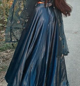 Satin Navy Blue Lehenga Choli