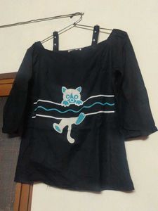 Black Square Neck Top