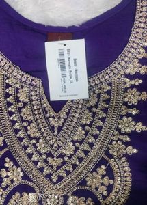 💥Nermosa Women’s Silk Embroidery Purple Kurta Set