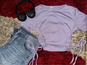 y2k lavender tie crop top