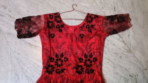 Red Gown With Black Bead Work L Size!!!Freebie Given 🎁❤️Grab Now🙏