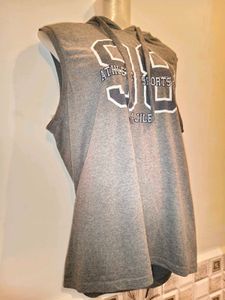 Grey Sleeveless Hoodie Tee