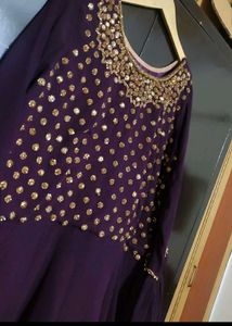 Purple Ethnic Partywear Long Gown For 42 Bust