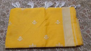 Gold Embroidered Chanderi Cotton