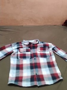 Red & White Plaid Flannel Shirt for baggy or norma