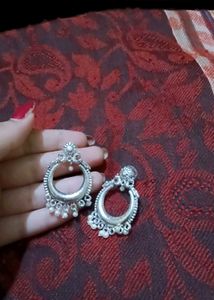 Elegant Silver Jhumka Set