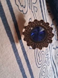 Golden  Ring with Blue Gem