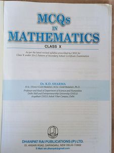 MCQ In Mathematics Class 10. RD Sharma