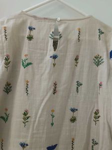 Off White Nature Printed Kurta