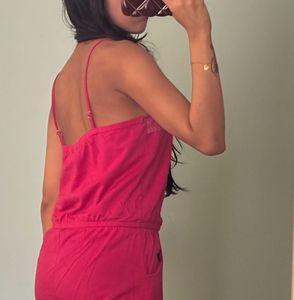 Pink Embroidered Jumpsuit