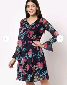 Pretty Pink And Blue Floral Dress