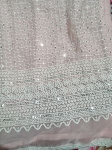 White Thread Work Chiffon Kurta