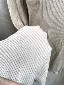 Beige Off-Shoulder Long Sleeve Top