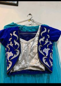 Royal Blue With Silver Embroidery Blouse