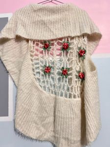 Handmade Floral Knitting Woolen Shrug