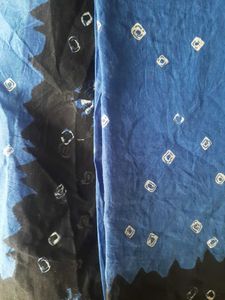 Blue bhandhani printed  cotton saree