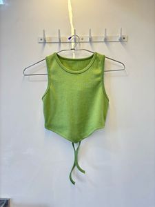 Green Backless Crop Top