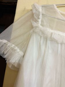 White Ruffle Detail Mesh Top