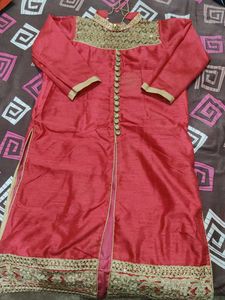 Elegant Red & Gold Kurta