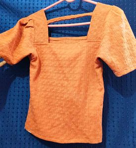 Orange Square Neck Top