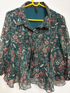 Myntra Floral Sheer Blouse Top