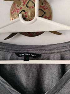 Gray V-Neck Top