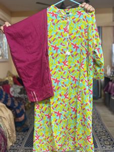 Pure Soft Cotton Floral Print Kurta N Pant