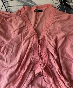Peach Peasant Crop Top