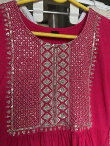 Pink Embroidered Kurta