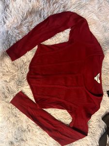 Dark Red Full sleeve Crop Top