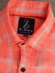Peach Colour Checked Shirt