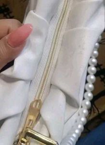 Elegant White Pearl Embellished Bag